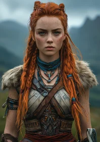 Red-Haired Warrior Woman in Armor