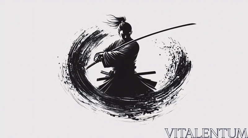 AI ART Monochrome Samurai Art