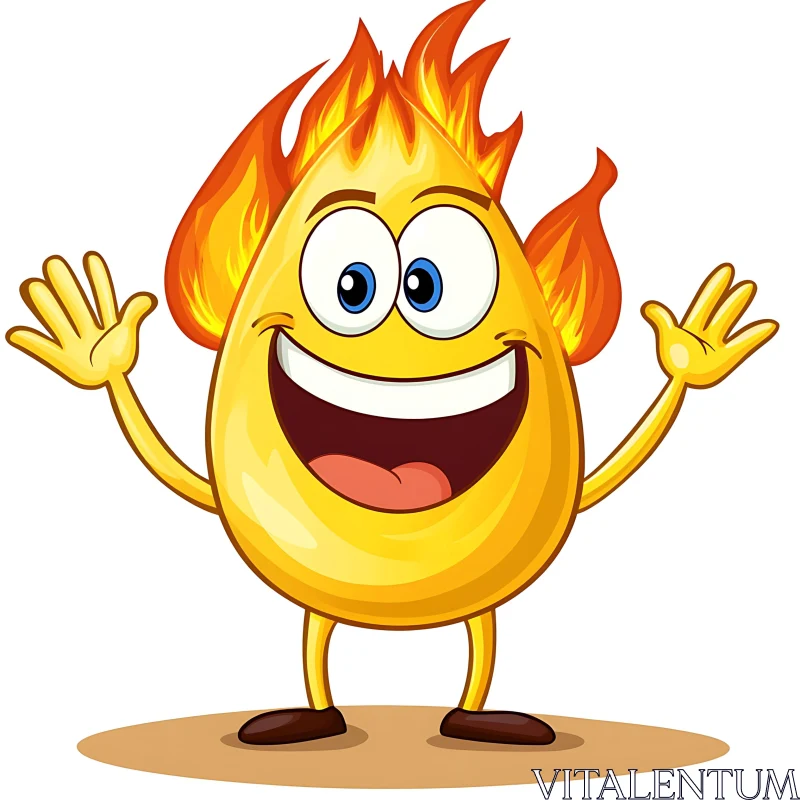 Happy Animated Flame with Big Smile AI Image