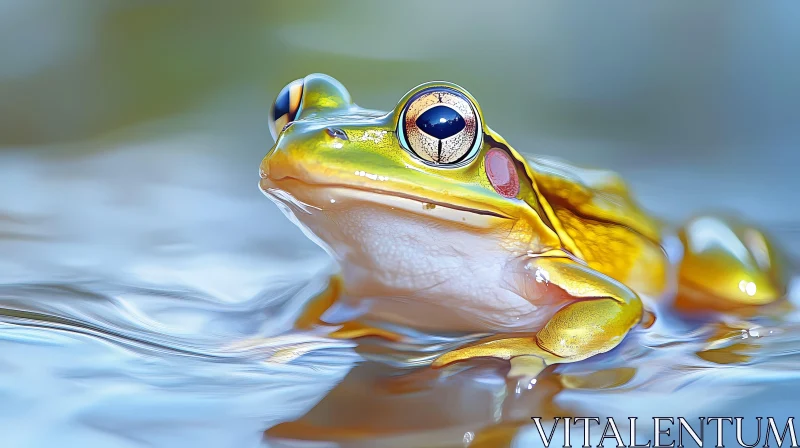 Frog Portrait in Water AI Image