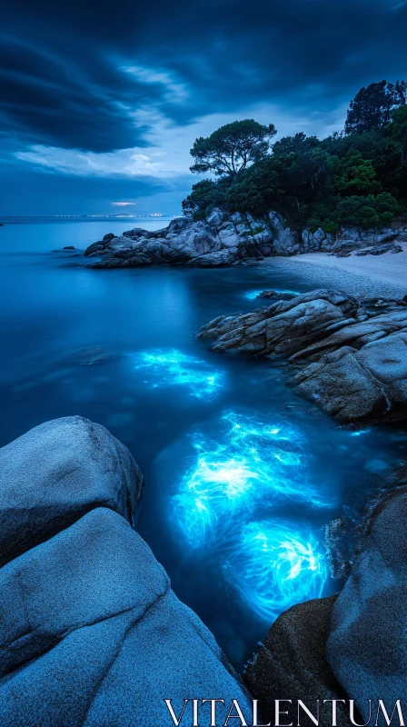 AI ART Glowing Bioluminescent Seascape