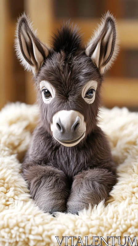 Young Donkey Resting Comfortably AI Image