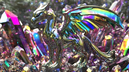 Chromatic Dragon Figurine with Gemstones