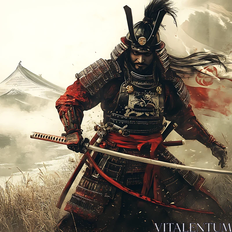 AI ART Armored Samurai Warrior with Sword