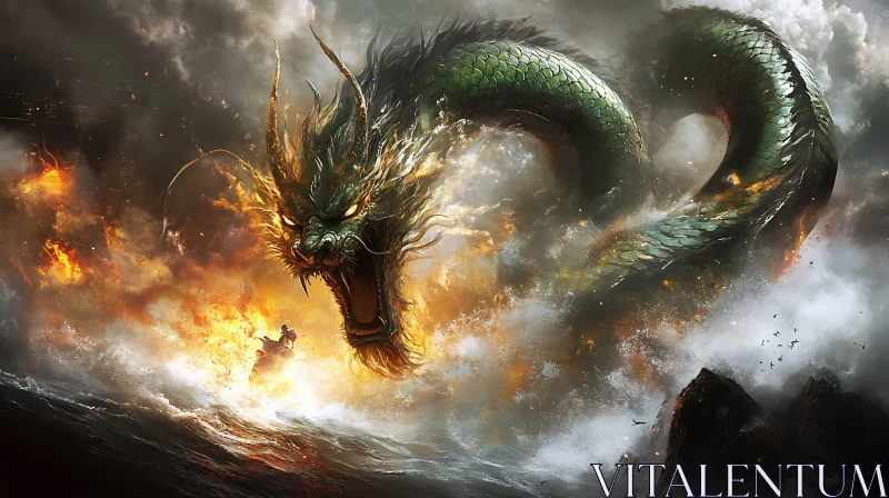 AI ART Epic Dragon Sea Battle Illustration