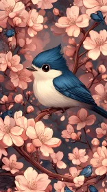 Artistic Bird and Blossom Illustration