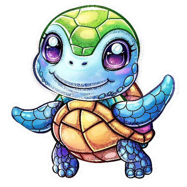 POD Design Colorful Turtle Cartoon