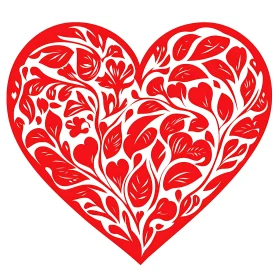 Red Floral Heart Art