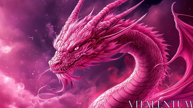 Fantasy Dragon with Pink Scales AI Image