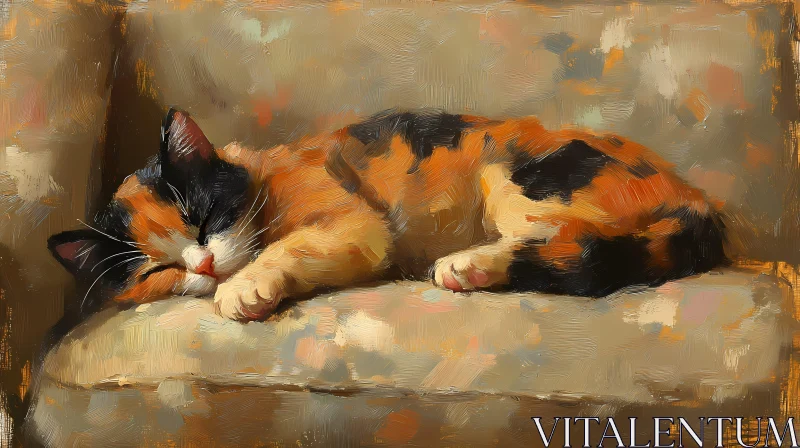 AI ART Sleeping Cat Art Piece