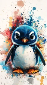 Playful Penguin Splash Illustration