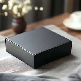 Minimalist Black Box with Decorative Background