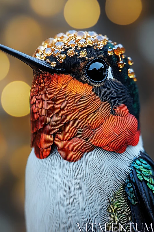 Jeweled Hummingbird Close-Up AI Image