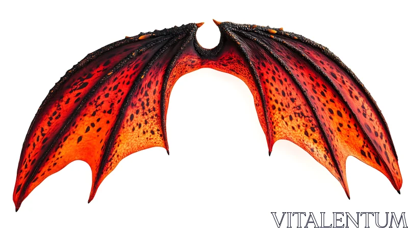 AI ART Fiery Dragon Wings on White Background