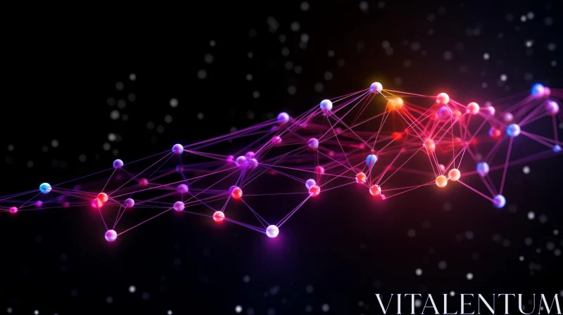 Abstract Colored Digital Network: Light Purple and Red AI Image
