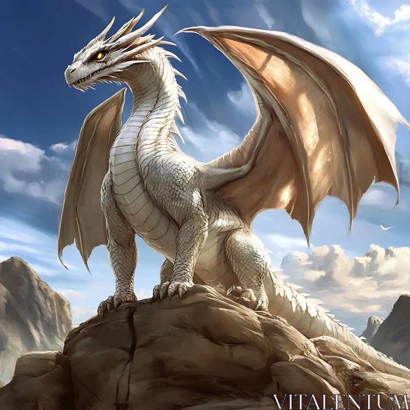 AI ART Dragon on a Rock