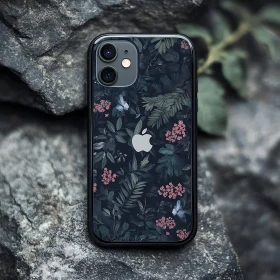 Floral Pattern Smartphone on Rocks