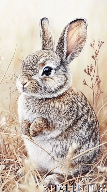 Charming Bunny in the Wild AI Image