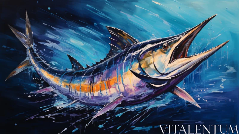 Captivating Marlin Oil Painting - Underwater Masterpiece AI Image