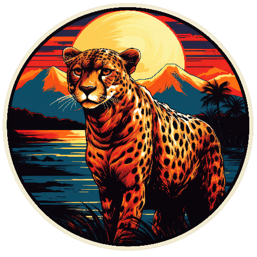 Cheetah against Sunset - Digital Illustration POD Design