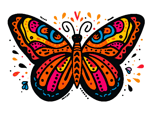 Colorful Vector Butterfly Illustration on Transparent Background