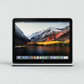 Sleek Laptop Displaying Scenic Mountain View