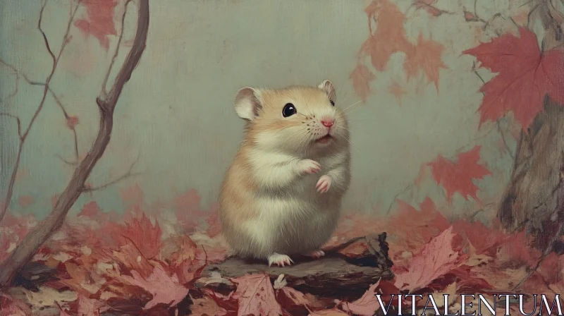 Whimsical Autumn Hamster Scene AI Image