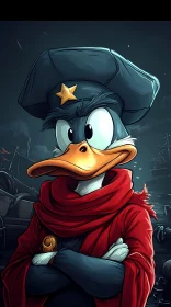 Adventurous Cartoon Duck Captain