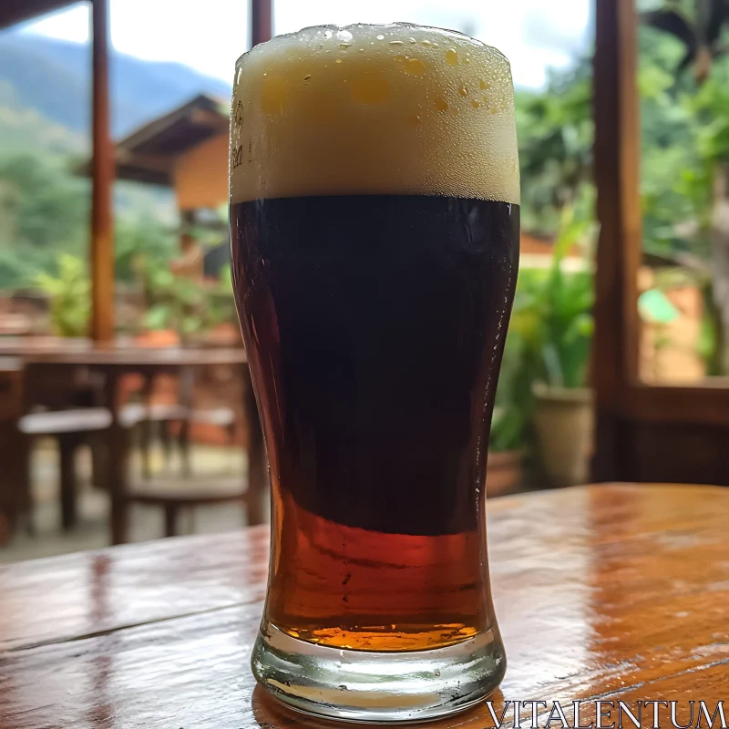 Aromatic Dark Beer in Clear Glass AI Image