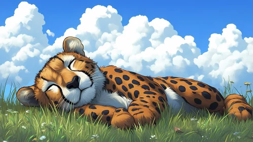 Cheetah Relaxing in Open Plains