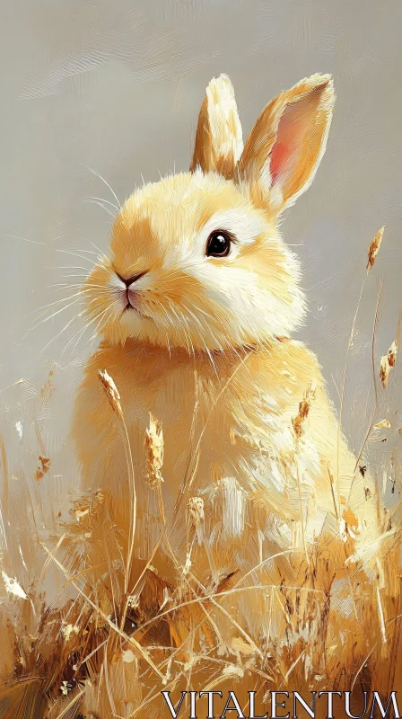 AI ART Charming Golden Bunny in Nature