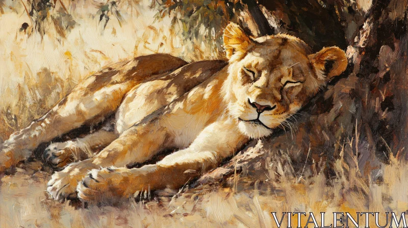 AI ART Lioness in Sunlight