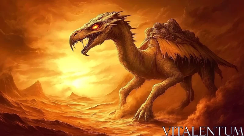 AI ART Dragon In The Fiery Land