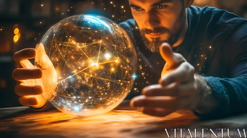 Illuminated Sphere Technology Concept AI Image