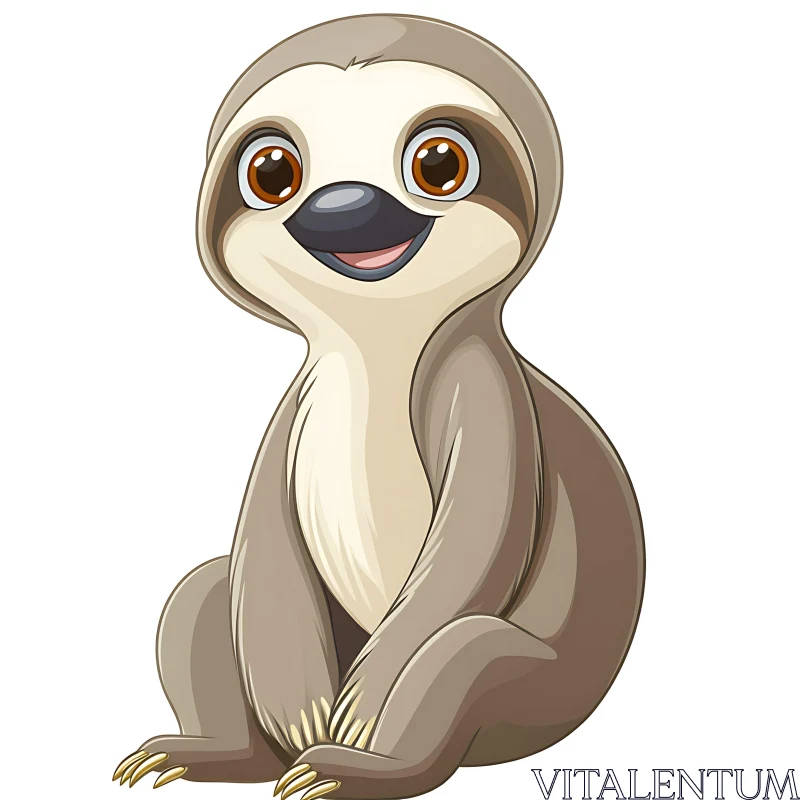 Smiling Cartoon Sloth Art AI Image