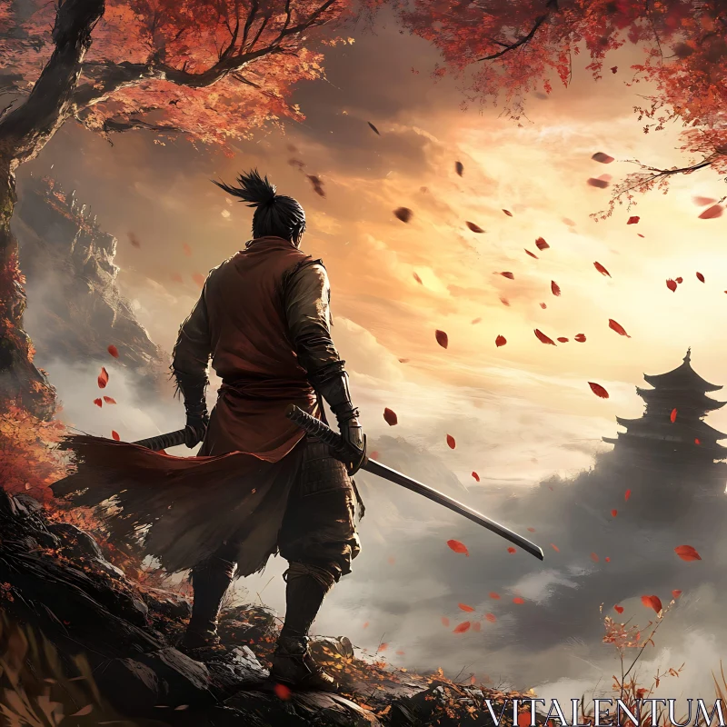 AI ART Samurai Overlook: A Moment of Reflection