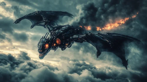 Cybernetic Dragon in Flight