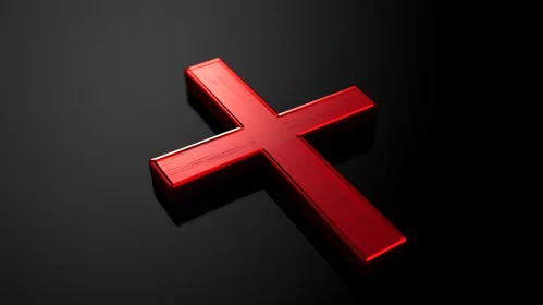 Red Cross Symbol on Dark Surface