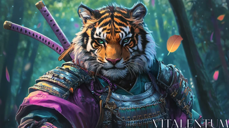 AI ART Armored Tiger Samurai: A Feline Warrior