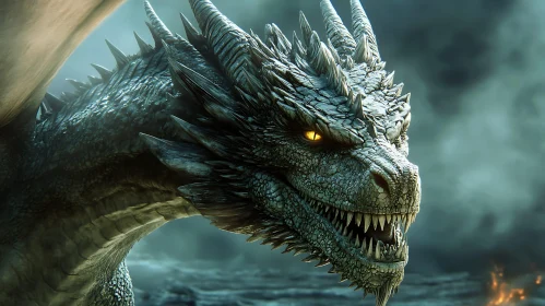 Dragon Head with Piercing Eyes