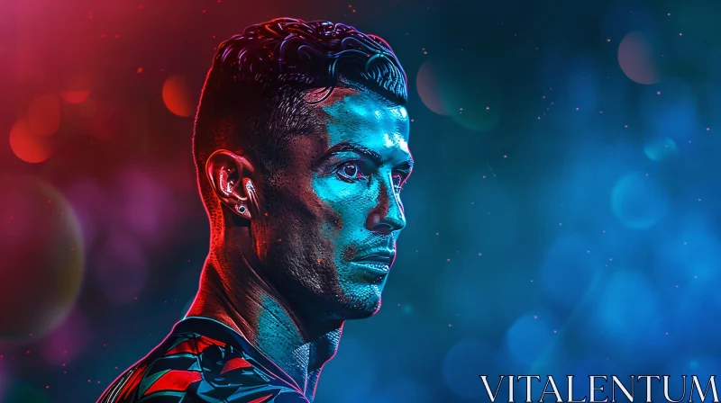 AI ART Neon Light Cristiano Ronaldo Portrait