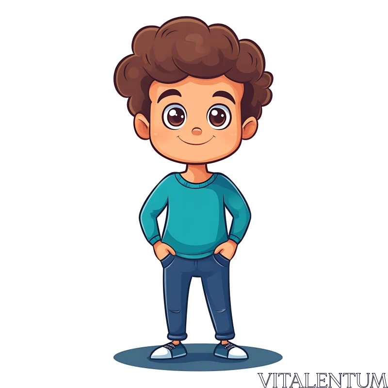 AI ART Smiling Young Boy Cartoon Character