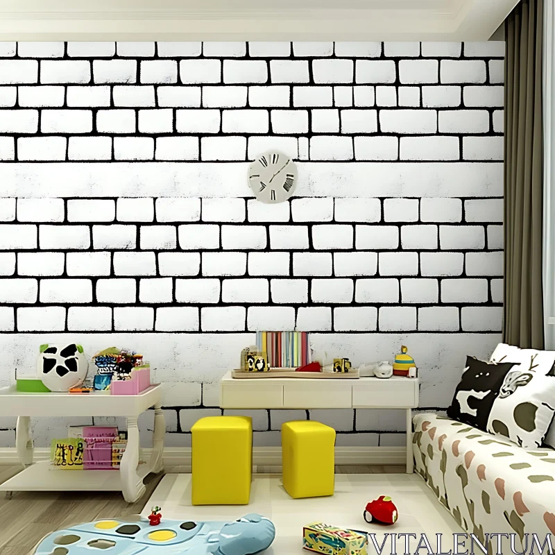 Bright and Cheerful Children's Room Interior AI Image