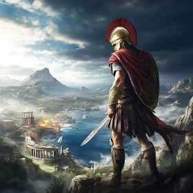 Ancient Warrior on Cliff's Edge