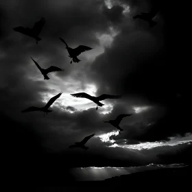 Monochrome Bird Silhouettes