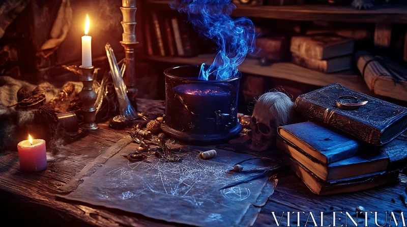 Mystical Still Life with Occult Elements AI Image