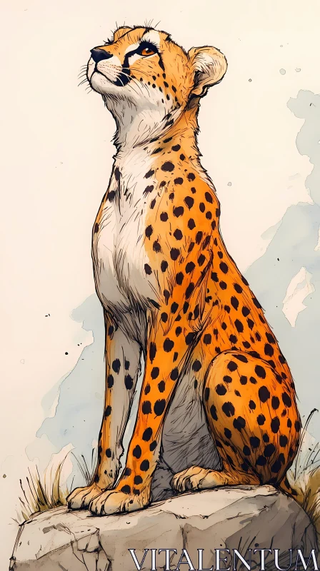 Majestic Cheetah Illustration AI Image