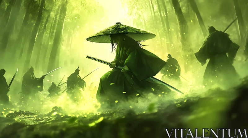 Green Forest Samurai AI Image