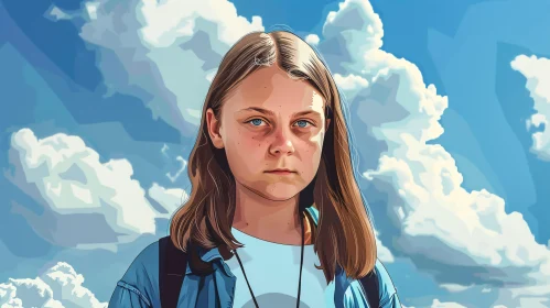 Greta Thunberg Sky Portrait