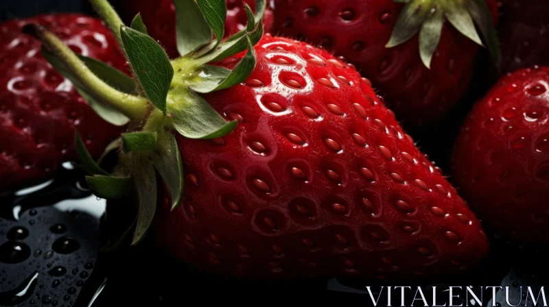 Fresh Strawberries on Black Background - A Deconstructive Perspective AI Image